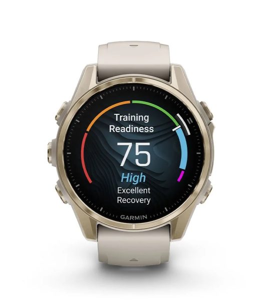 Умные часы Garmin Fenix 8, 43 мм, AMOLED, Sapphire Soft Gold with fog Gray/Dark sandstone silicone band